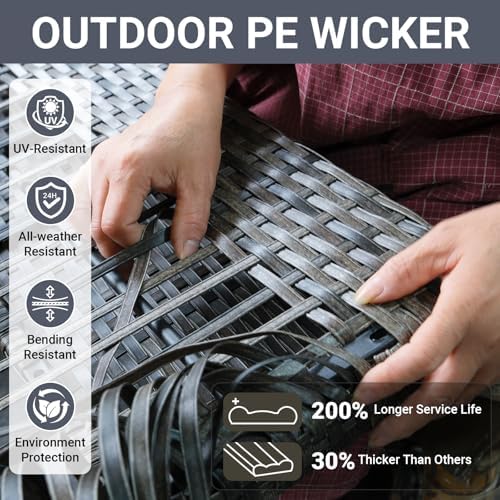 2 Piece Outdoor Single Chairs, All-Weather Wicker Patio Sofa Set - Image 2