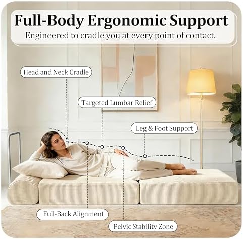 31.5'' Convertible Compressed Corduroy Folding Cloud Sofa Bed, Modern Boneless - Image 6