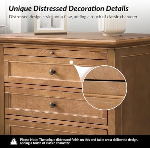 HULALA HOME Farmhouse 3 Drawer End Table - Image 3