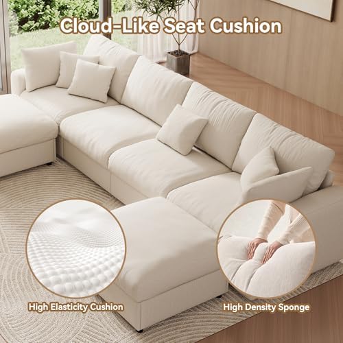 WorthFurni 140” Oversized Cloud Sectional Couches - Image 6