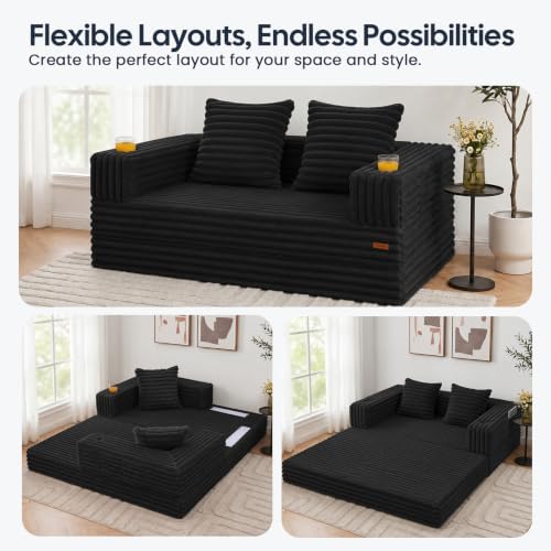 COMAX Futon Sofa Bed, Convertible Sofa Bed, Folding Boneless Couches - Image 4