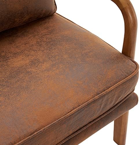 Bonnlo Microfiber Rustic Mid Century Modern Accent Chair, Soild Wood Padding - Image 5