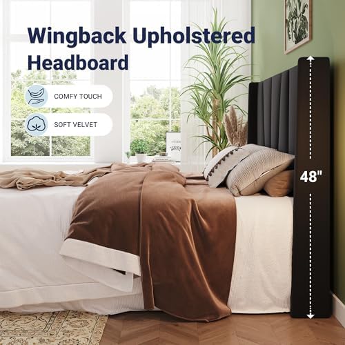 Allewie King Size Platform Velvet Bed Frame - Image 4