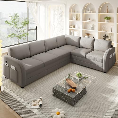 King Size Sleeper Sofas Convertible Couches, Oversized 6-Seat Sectional Sofa - Image 2