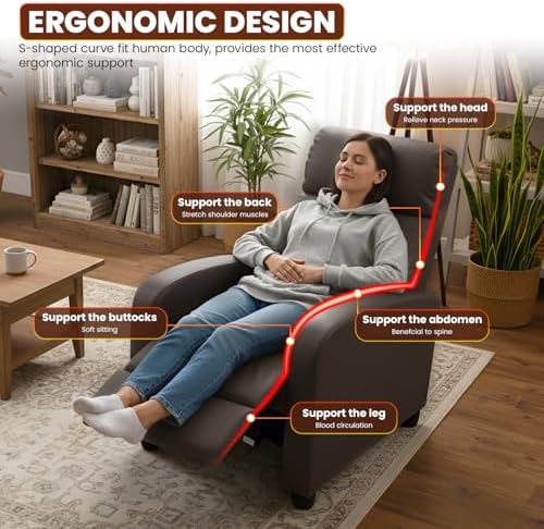 BestMassage Recliner Chair No Massage Function | Pu Brown - Image 4