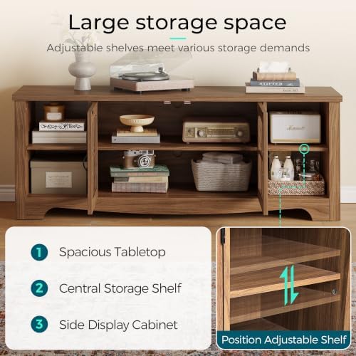 LINSY Home Farmhouse TV Stand for 65 Inch TV, Wood Entertainment Center - Image 4