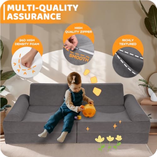 Toddler Couch, 12-Piece Modular Kids Play Couch - Image 5