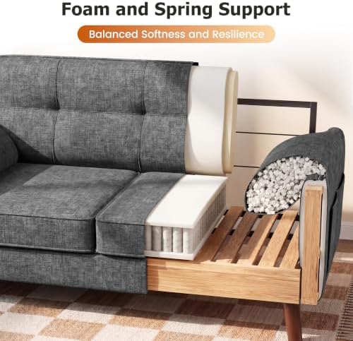 65" Loveseat Sofa, Chenille Loveseat Couch - Image 6