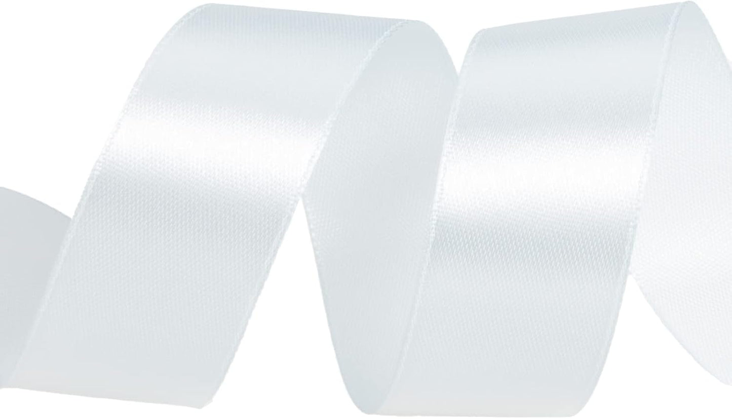 1 Inch Light Blue Solid Satin Ribbon, 50 Yards Craft Fabric Ribbon for Gift Wrapping Floral Bouquets Wedding Party Decoration