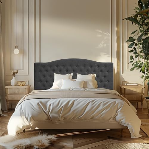 Furpopup Linen Queen Size Headboard Only, Upholstered Wall Mount, Dark Gray - Image 3