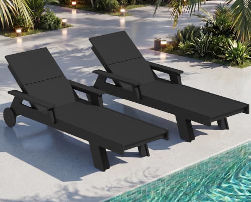 SERWALL Oversized Outdoor Chaise Lounge Set of 2, Premium HDPE Lounge Chair by SERWALL