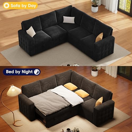 86" Sectional Sleeper Sofa Bed, 5 Seat Pull Out Couch - Image 4