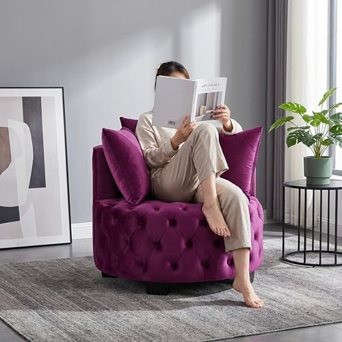 Modern Velvet Round Accent Armchair by Vetioc