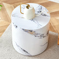 Round Side Table, End Table Living Room Tables, Faux Marble Sofa Couch Tables by BAOPIN