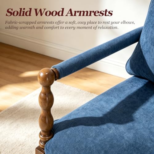 Accent Chair for Living Room, Farmhouse Linen Fabric Spindle Accent Chair - Image 5