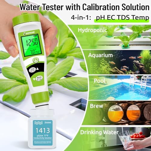 UIUZAMR pH Meter for Hydroponics PPM EC Meter for Water Hydroponics - Image 6