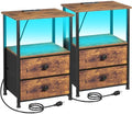 LOAKEKEL Nightstands Set of 2, LED Night Stand by LOAKEKEL