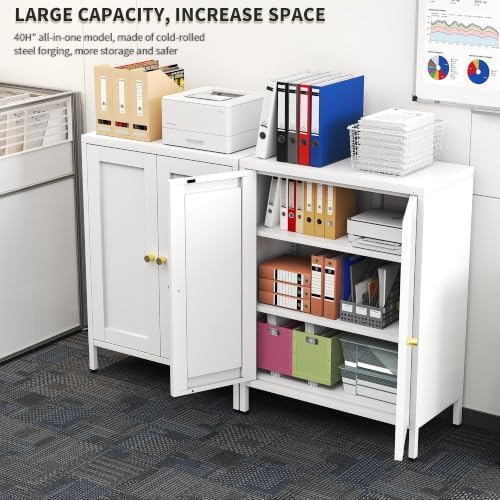 White Metal Storage Bathroom Floor Cabinet - Image 4