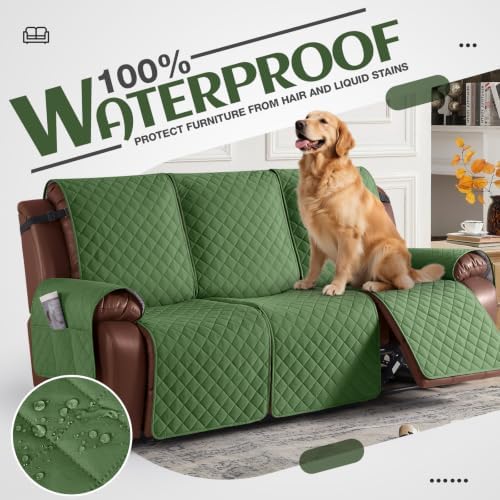 KinCam Waterproof Recliner Sofa Covers Washable, 3 Seater, Vine Green - Image 3