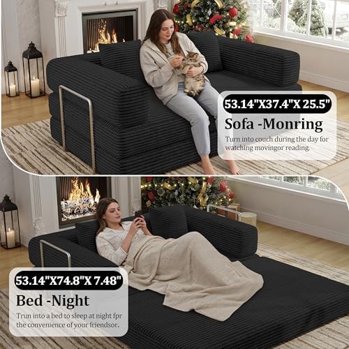 BSHOMGI Convertible Futon Sofa Bed, Boneless Couch - Image 3