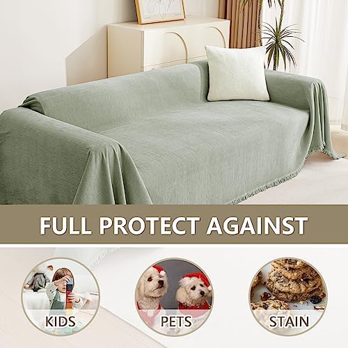 MYSKY HOME Chenille Sofa Slipcovers Sage Green Sofa Covers - Image 4