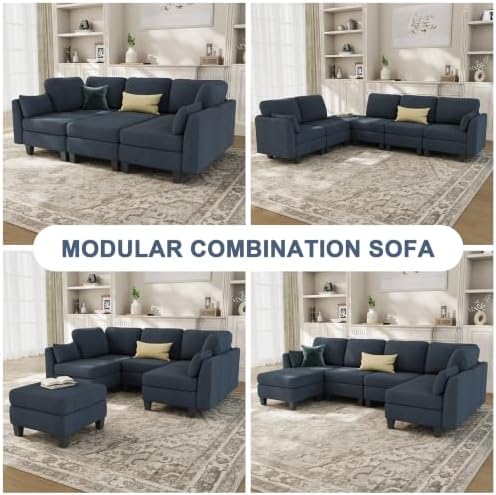 Mangodan Sectional Sleeper Sofa, 6 Seaters Modular Sleeper Sofa Couch - Image 4