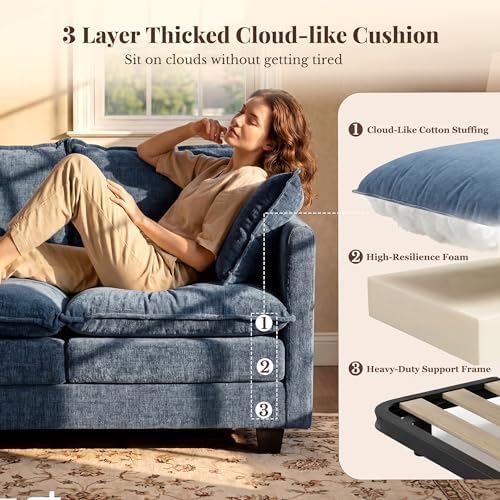 KYJ Loveseat Sofa, Cloud Love Seat Couch 3 Layer Cushion - Image 3