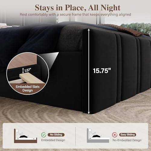 Queen Bed Frame with 65.75" Tall Headboard - Image 5