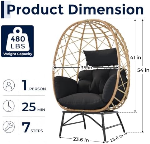 SWITTE Outdoor Wicker Egg Chair - Image 3