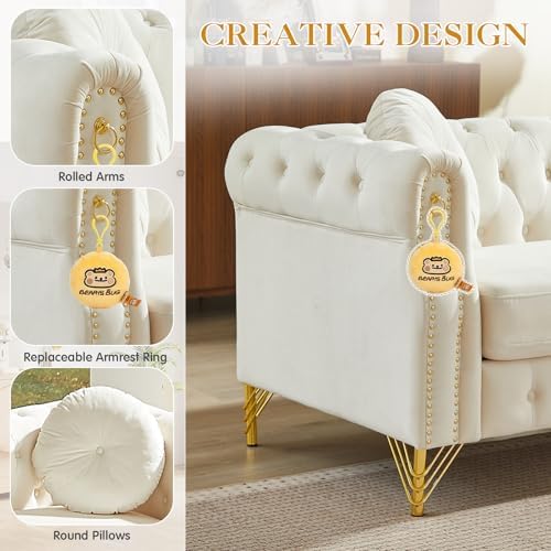 JEEOHEY Mid Century Modern Chesterfield Sofa Chair, Upholstered Button Tufted - Image 4