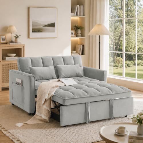 Sleeper Sofa Bed with Adjustable Backrest & Side Pockets by Outdoorchairs