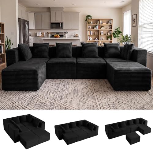 130" Modular Sectional Cloud Couch, U Shaped Sofa by Easilive