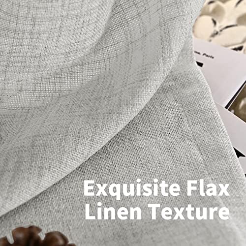 YoungsTex Light Grey Linen Curtains 36 Inch Length - Image 4