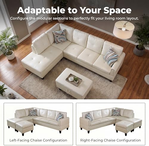 Faux Leather Sectional Couches for Living Room - Image 2
