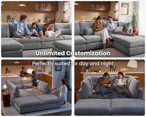115" Oversized Chenille Modular Sectional Sofa Couches - Image 5