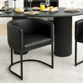HNY Mid Century Modern Upholstered Barrel Black Dining Chair by HNY