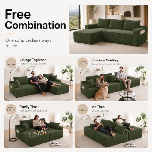 96 inch Boneless Couch, Modular L-Shaped Cloud Sectional Sofa - Image 5