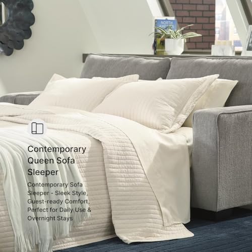 Signature Design by Ashley Queen Sleeper Sofa Couch, Alloy Gray - Image 6