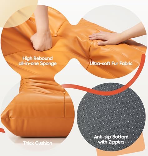 Hobestluk Bean Bag Chair Leather Togo Sofa Memory Foam - Image 6