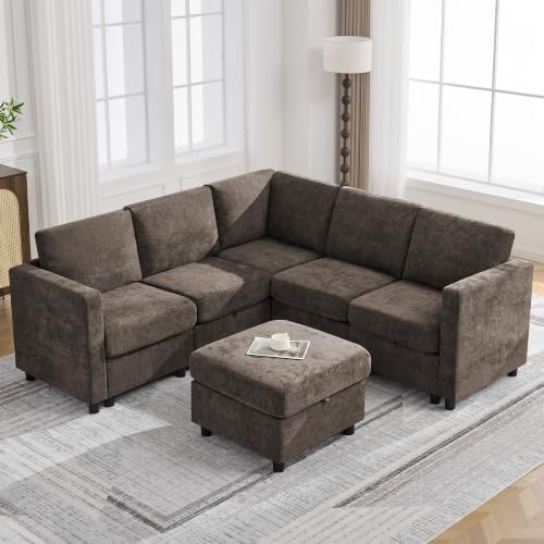 81'' V Shaped Modular Sofa, Storage Sectional Couch by WUTUTUEE
