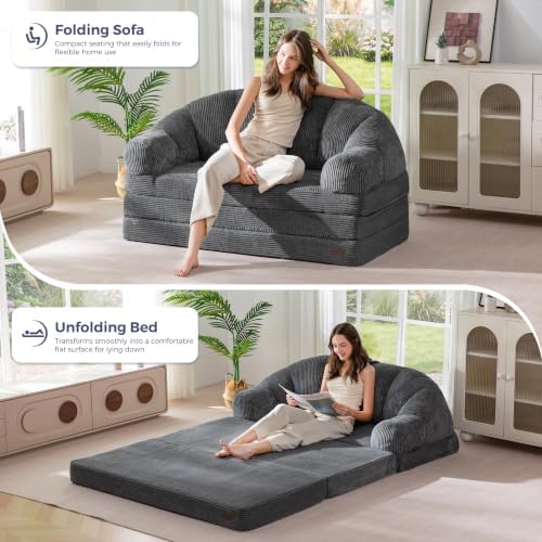 MAXYOYO Folding Sofa Bed with Backrest, Boneless Fold Out Couch with Handle - Image 5