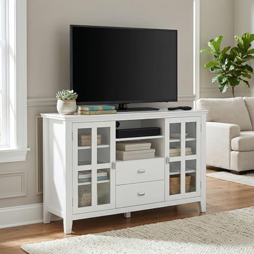 SIMPLIHOME Artisan 53" Wide Solid Wood TV Stand in White - Image 2
