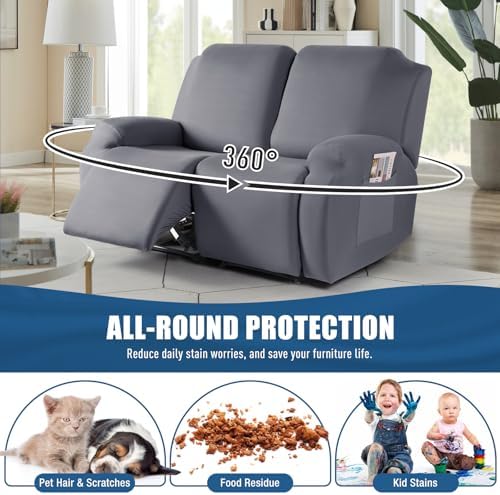 TAOCOCO Recliner Loveseat Slipcover, 2 Pieces Polyester Fabric Stretch Sofa - Image 3