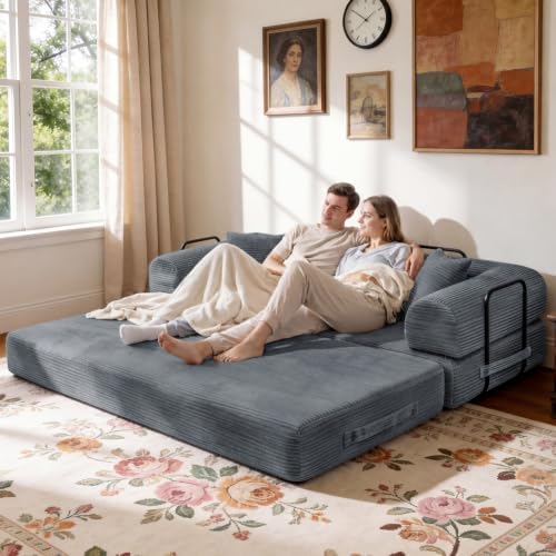 79" Memory Foam Sofa Bed, Convertible Futon Boneless Couch - Image 2