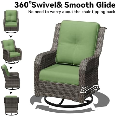 7 Piece Outdoor Wicker Patio Furniture Set, Outdoor Swivel Rocker Patio Chairs - Image 4