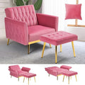 Velvet Accent Chair w/Ottoman & Adjustable Backrest by ACMEASE