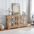 59" Glass Curio Display Storage Cabinet, 4 Doors LED Light Multipurpose by Unknown