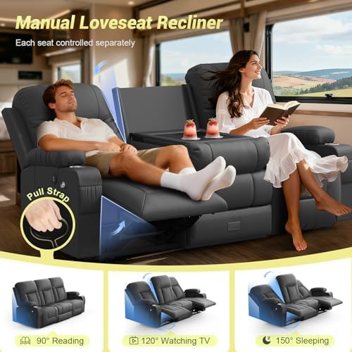 RV Loveseat Recliner Sofa, 3 Seater Reclining Sofa - Image 3