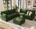 ABCASA Oversized Modular Sectional Sofa Green, L-Shaped Convertible Couch by ABCASA