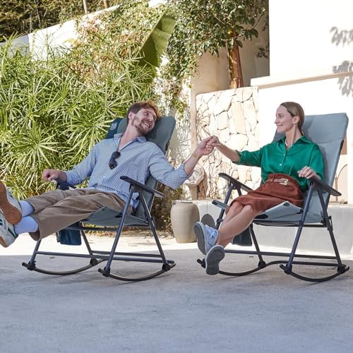Timber Ridge Oversized Folding Rocking Camping Chair, Padded Outdoor Rocker - Image 2